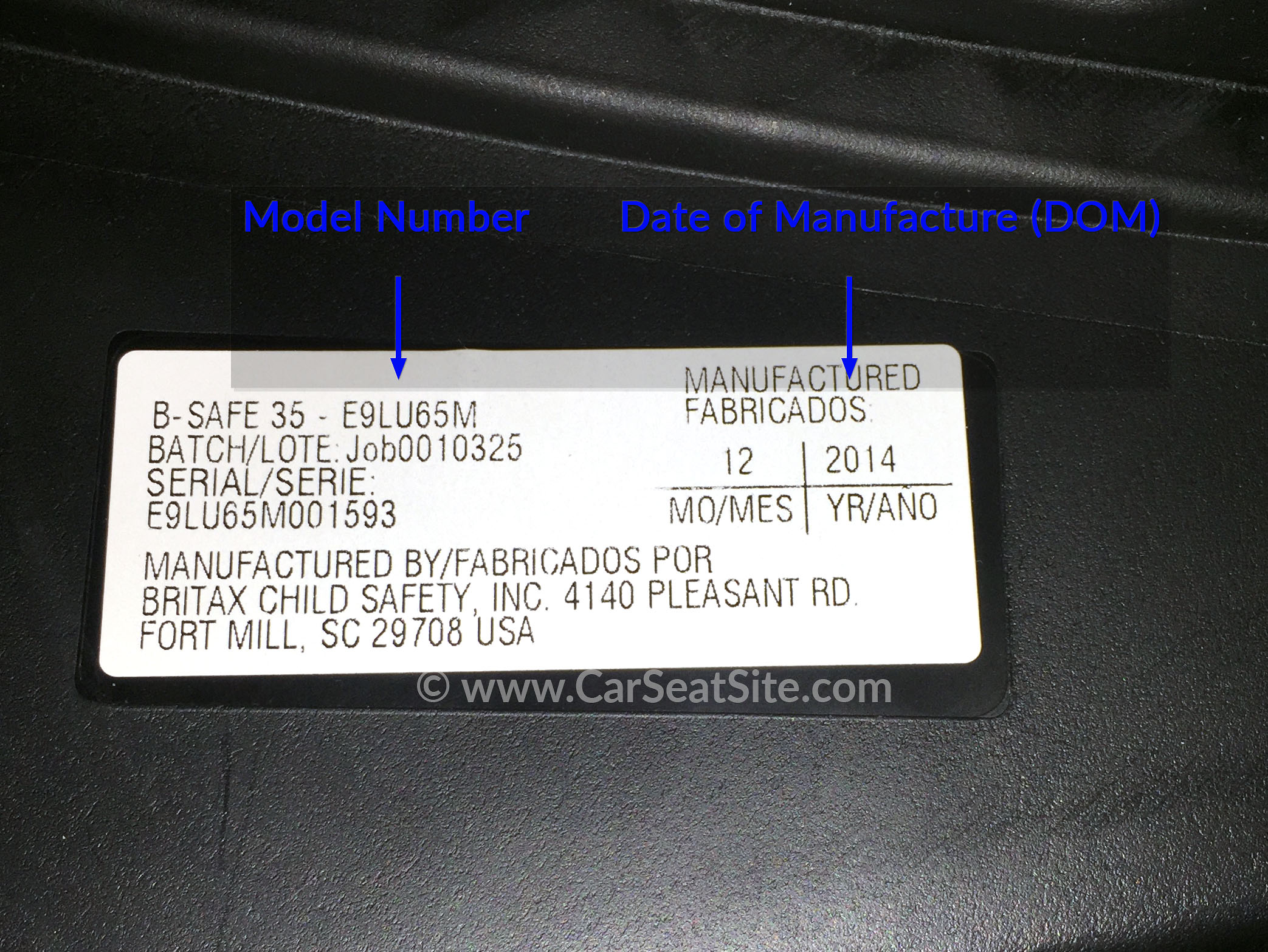 Britax BSafe 35 label